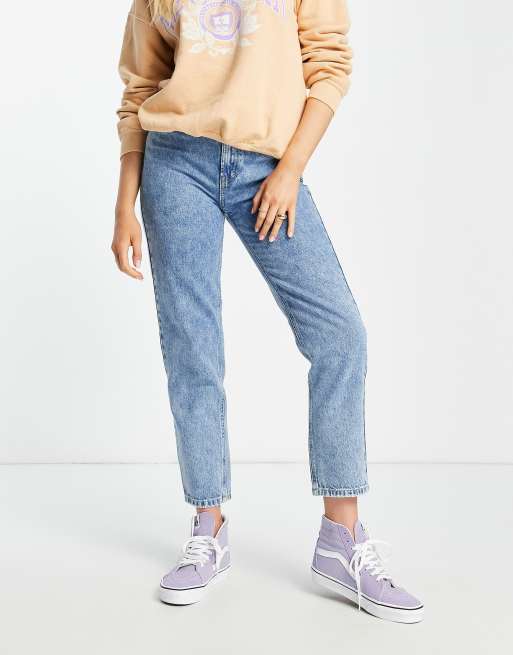 Pull&Bear basic mom jeans in medium blue