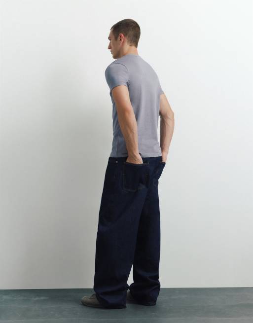 Pull&Bear - Basic muscle fit T-shirt in blauw, 2 van 7