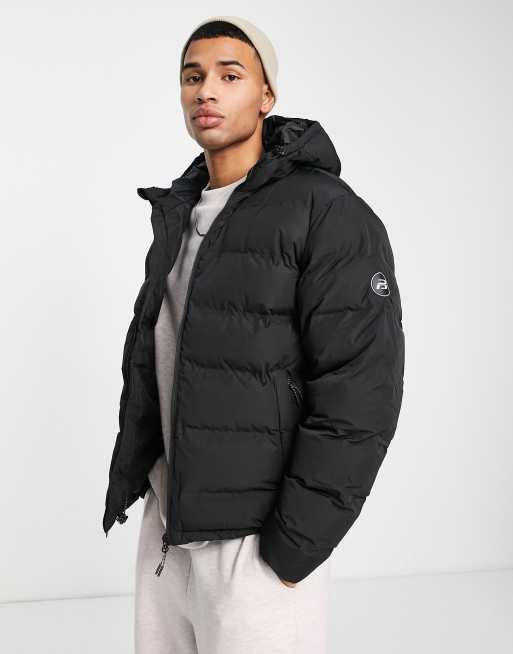 Pull&Bear basic puffer jacket in black | ASOS