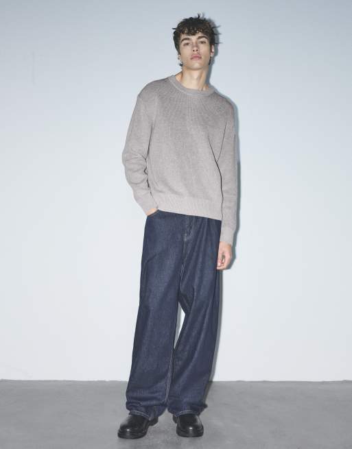 Pull&Bear Basic-Pullover in Mittelgrau, 4 von 7