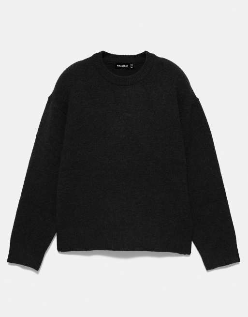 Pull&Bear Basic-Pullover mit Rundhalsausschnitt in Schwarz, 5 von 7