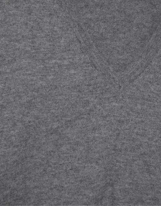 Pull&Bear Basic-Pullover mit V-Ausschnitt in Graumeliert, 6 von 7