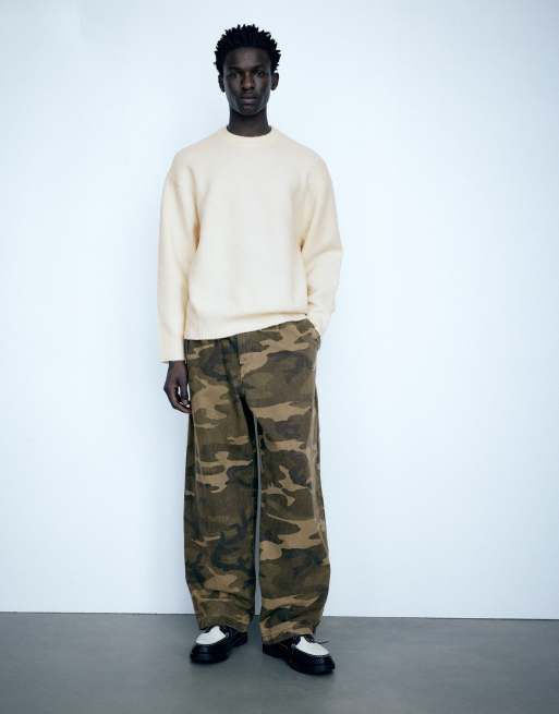 Pull&Bear Basic round neck jumper in beige, 4 of 7