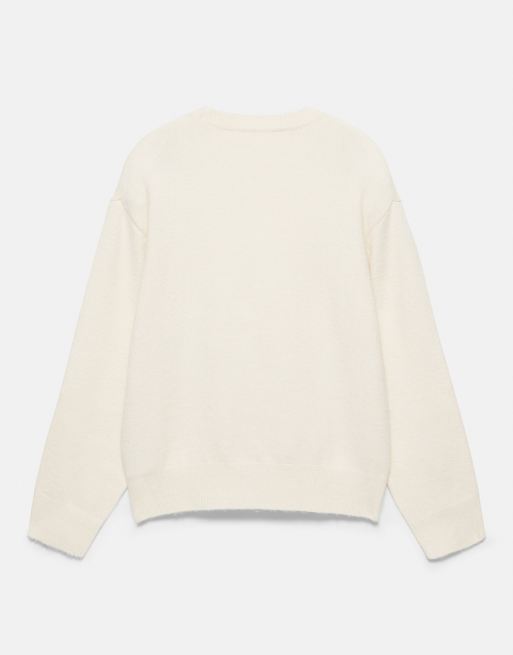 Pull&Bear Basic round neck jumper in beige, 7 of 7
