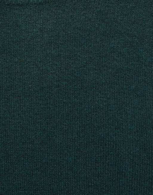 Pull&Bear Basic round neck jumper in dark green, 6 of 7