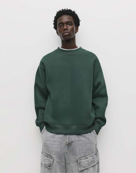 Pull&Bear Basic round neck sweatshirt in bottle - view 1