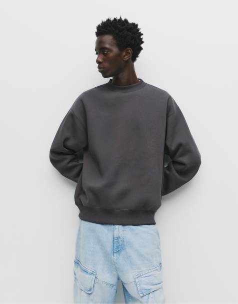 Pull&Bear Basic round neck sweatshirt in grey - view 1