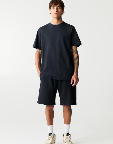 Pull&Bear – Basic-Set aus Bermuda-Shorts und T-Shirt in Marineblau - view 1