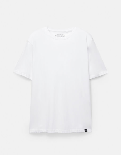 Pull&Bear Basic short sleeve cotton t-shirt in white, 5 of 7