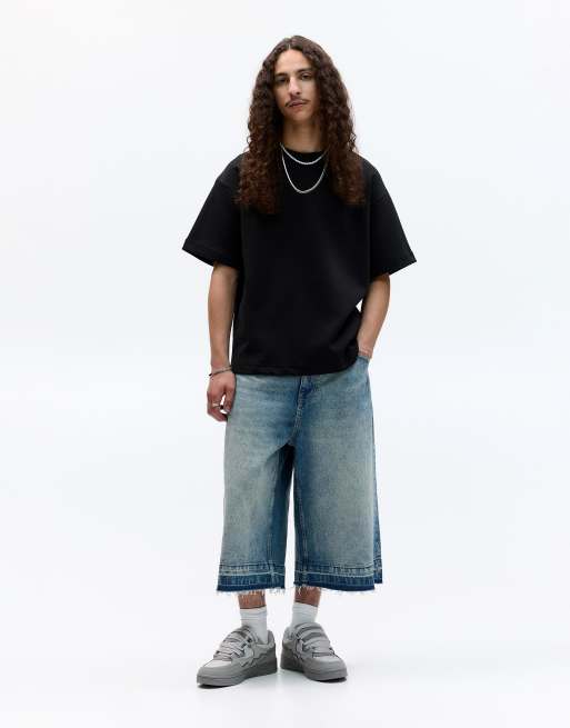 Pull&Bear Basic short sleeve sweatshirt in black, 3 of 4