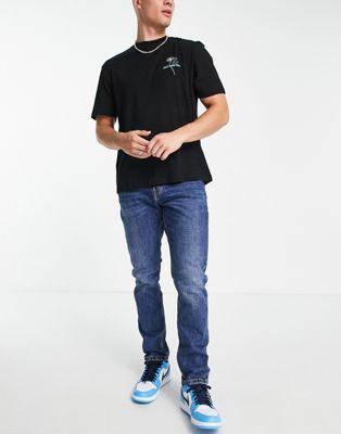 Pull&Bear basic straight fit jeans in blue - ASOS Price Checker