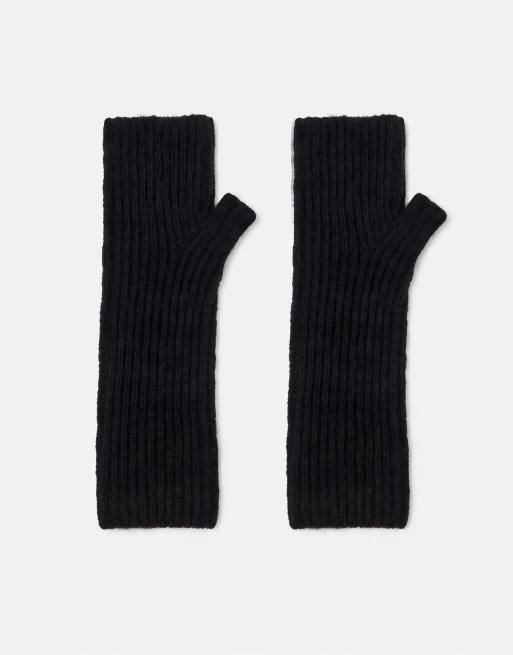 Pull&Bear Basic-Strick-Fäustlinge in Schwarz mit Wolle, 2 von 4
