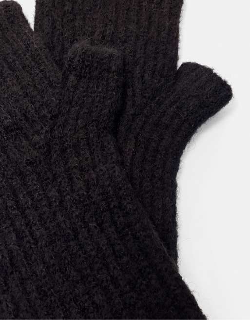 Pull&Bear Basic-Strick-Fäustlinge in Schwarz mit Wolle, 3 von 4