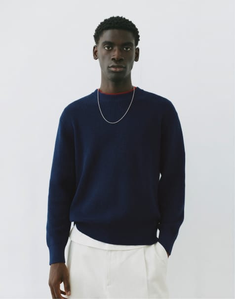Pull&Bear Basic striktrøje i navy - view 1