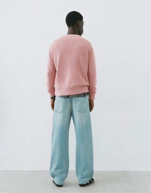Pull&Bear Basic striktrøje i rosa pink, 2 af 7