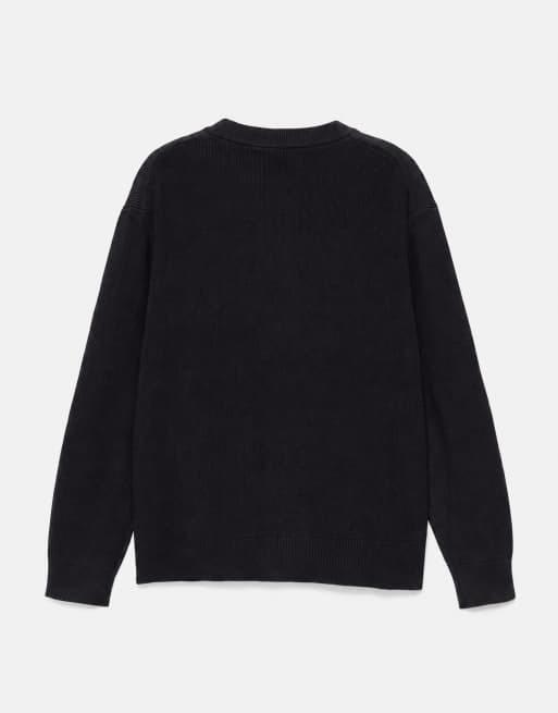 Pull&Bear Basic striktrøje i sort, 7 af 7