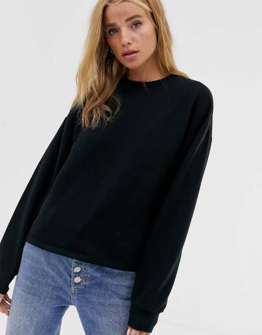 Pull&Bear basic sweat top in black | ASOS