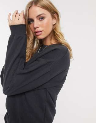 Pull&Bear basic sweat top in dark grey | ASOS