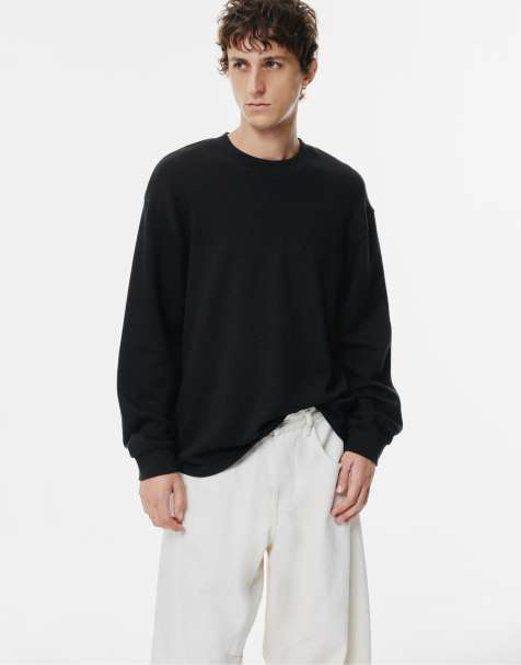 Pull&Bear - Basic sweatshirt met lange mouwen in zwart - view 1