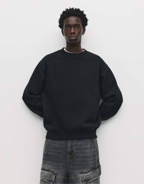 Pull&Bear - Basic sweatshirt met ronde hals in zwart - view 1