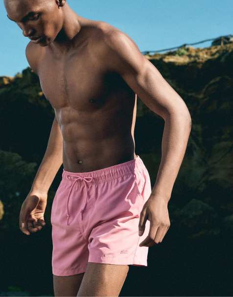Pull&Bear Basic swimming trunks in pink - view 1