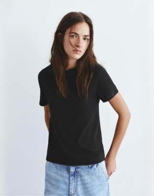 Pull & Bear - Basic-T-Shirt in Schwarz