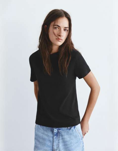 Pull&Bear - Basic T-shirt met korte mouwen in zwart - view 1