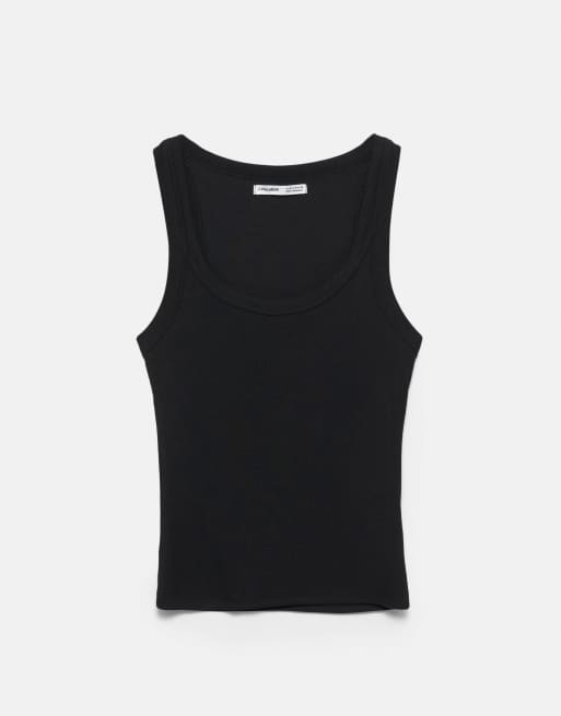 Pull&Bear Basic tank top in black, 6 of 7