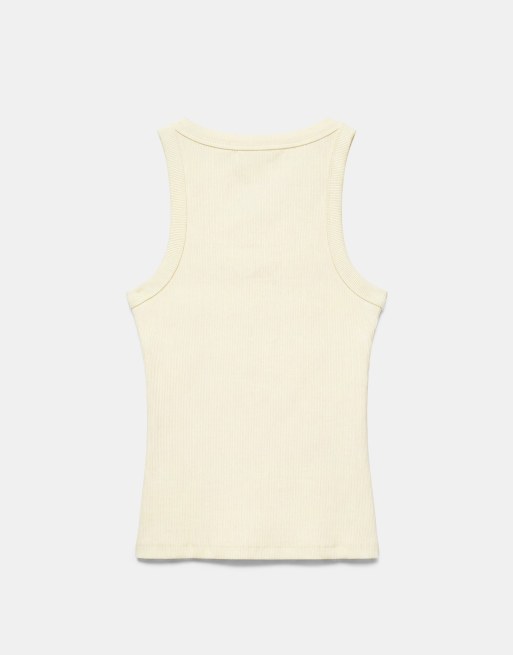 Pull&Bear Basic tank top in light yellow, 7 of 7