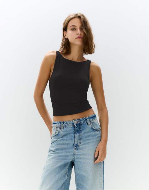 Pull&Bear Basic tank top in lime - view 1