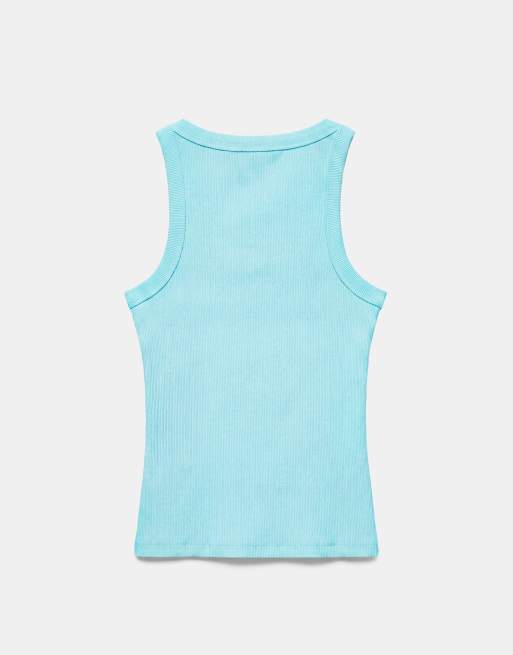 Pull&Bear basic tanktop in lichtblauw, 4 van 7