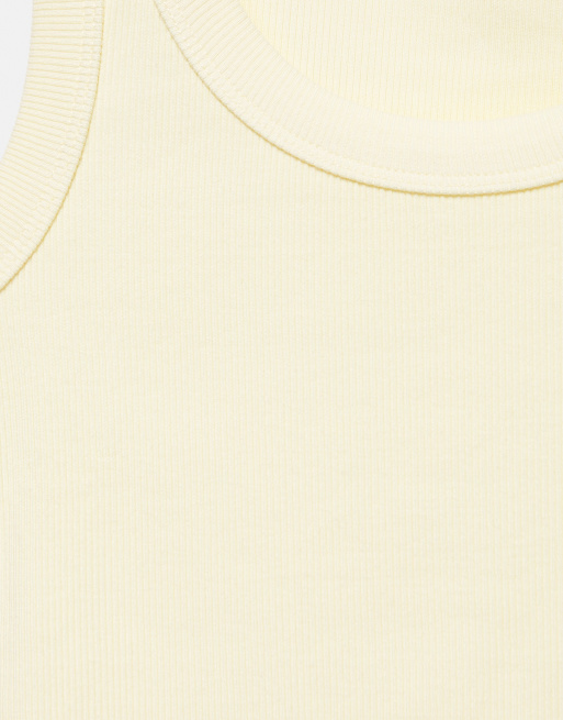 Pull&Bear basic tanktop in lichtgeel, 6 van 7