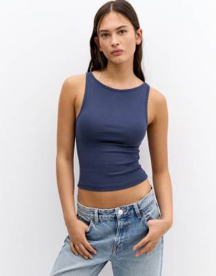Pull & Bear - Basic-Tanktop in Marineblau