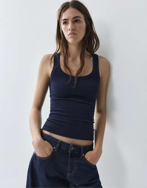Pull&Bear - Basic tanktop in marineblauw - view 1
