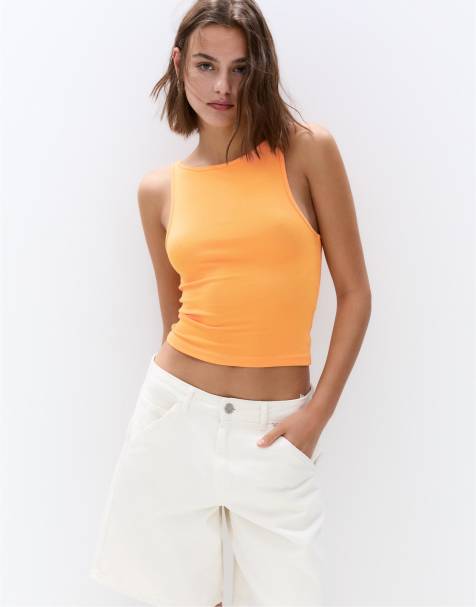 Pull&Bear – Basic-Tanktop in Orange - view 1