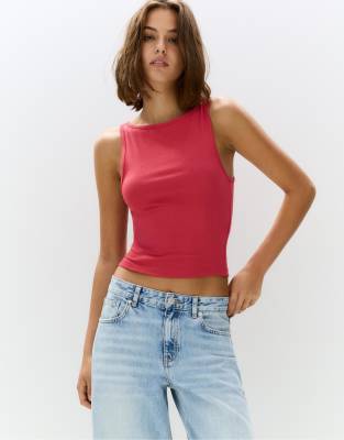 Pull & Bear - Basic-Tanktop in Rosa-Lila