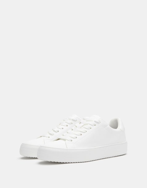 Pull&Bear Basic trainers in white - view 1