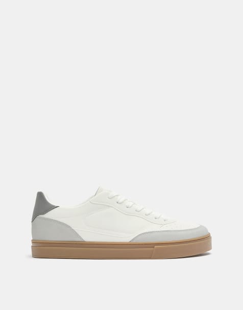 Pull&Bear Basic trainers with detail in white - view 1