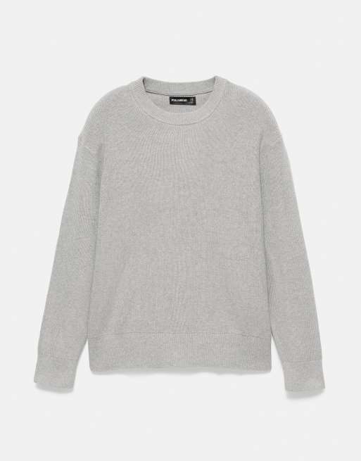 Pull&Bear basic tröja i mellangrå, 5 av 7
