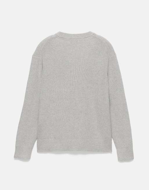 Pull&Bear basic tröja i mellangrå, 7 av 7