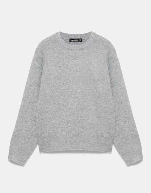 Pull&Bear basic tröja med rund halsringning i gråmelerad, 5 av 7