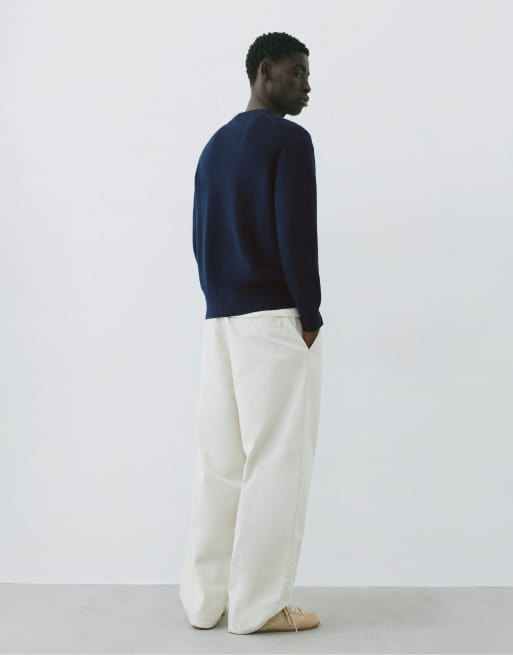 Pull&Bear basic trui in marineblauw, 2 van 7