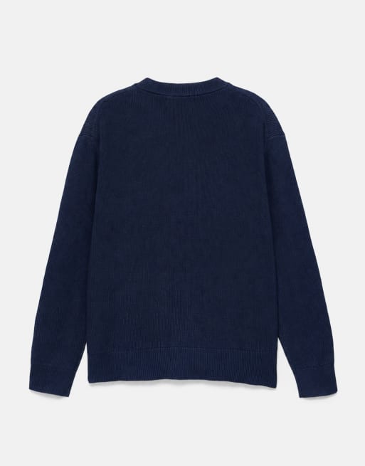 Pull&Bear basic trui in marineblauw, 7 van 7