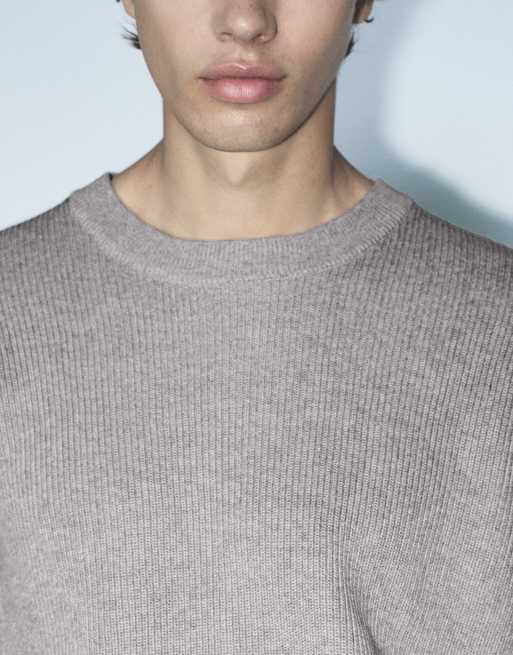 Pull&Bear basic trui in middengrijs, 3 van 7
