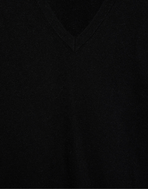 Pull&Bear basic trui met V-hals in zwart, 6 van 7