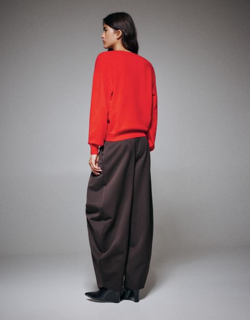 Pull&Bear Basic v-neck jumper in red, 2 of 7