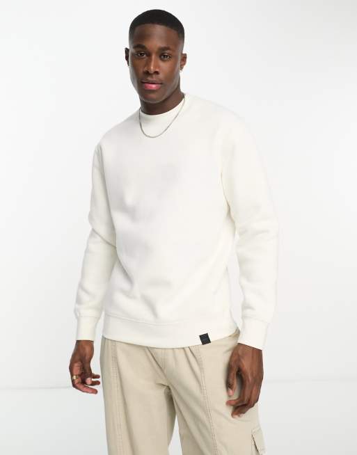 Pull&Bear – Basic – Vit sweatshirt 