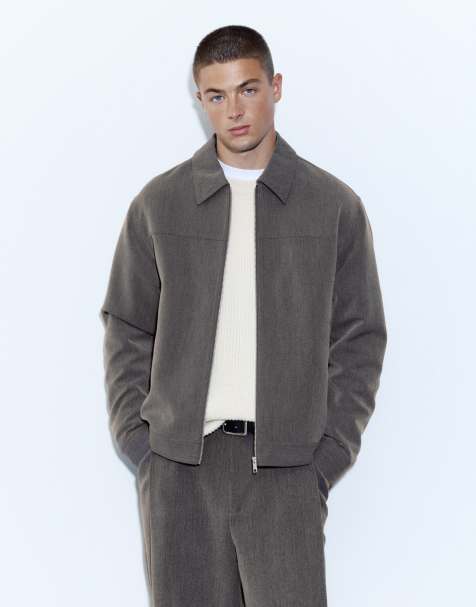 Pull&Bear Basic zipped jacket in grey - view 1