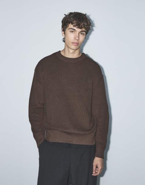 Pull&Bear basis striktrøje i brun - view 1