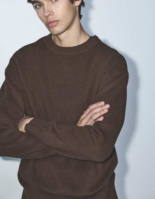 Pull&Bear basis striktrøje i brun, 3 af 7